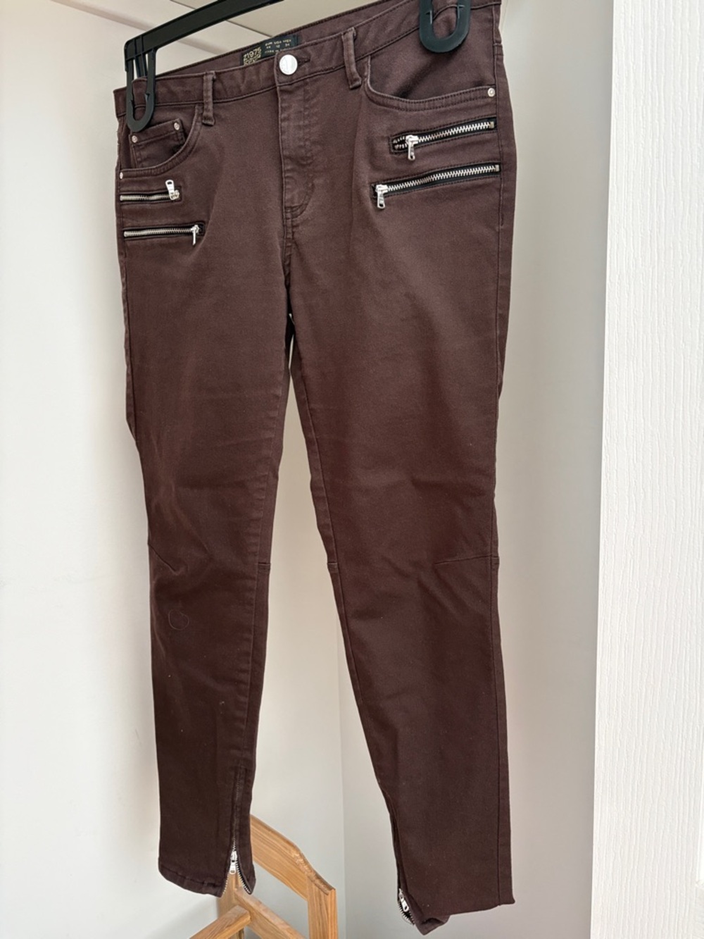 Zara Brown Ankle Zip Skinny Pants